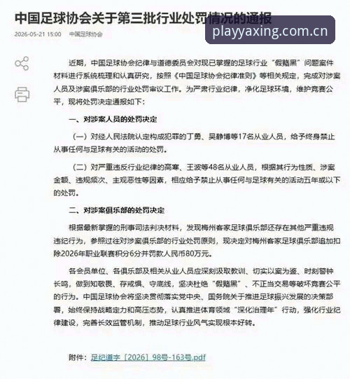 中国足协第三批禁足名单出炉，亚星体育平台用户如何解读这场行业地震？